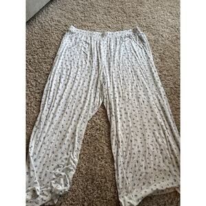 NWOT Aerie White Blue Floral Wide Leg Lightweight Comfy Pants Women's Size XXL